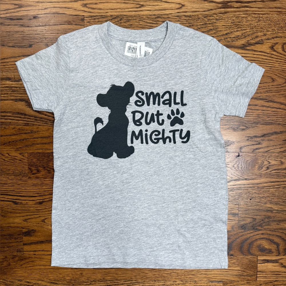 NWT Bella + Canvas Kids Gray 'Small But Mighty' Disney Graphic T-Shirt 6-8